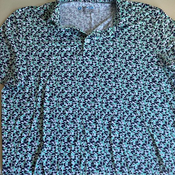 IBKUL Men's Blue and Black Patterned Polo Shirt - Picture 1 of 4